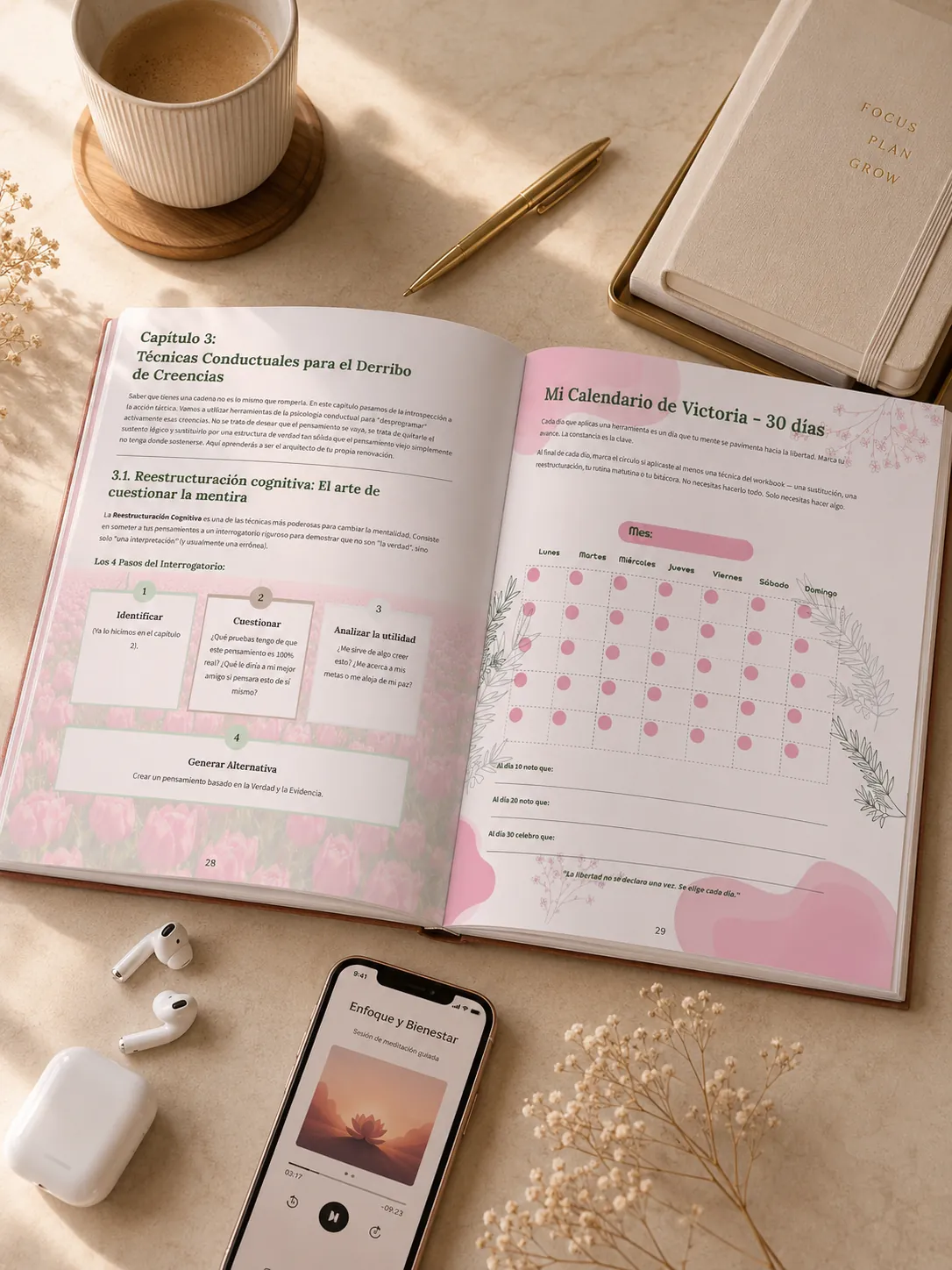 Workbook Mente Sin Cadenas junto a los audios del sistema